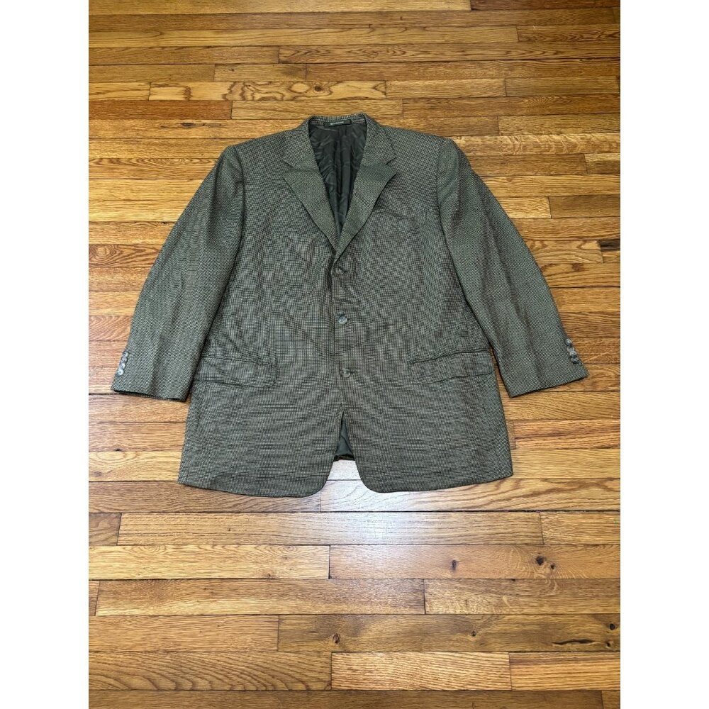 Ermenegildo Zegna Men's Trofeo Wool Blazer Jacket Green Birdseye Italy 58L (46L)